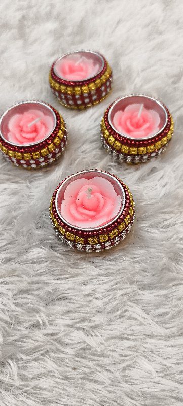 Rose Charm Diya (Set of 4 )