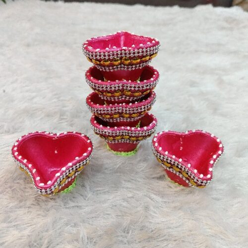 Royal Heart Glow Diya 6 Pc